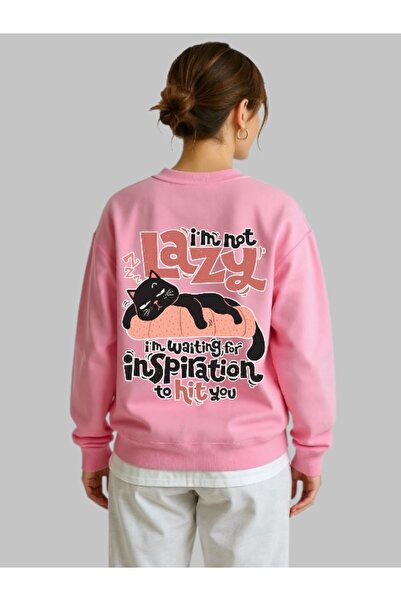 ArtYus Φούτερ Unisex με μακρύ μανίκι Lazy Cat Cat Back Transfer με τύπωμα με ...