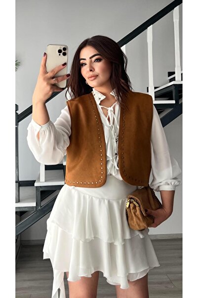 Oslove Tan Studded Suede Vest