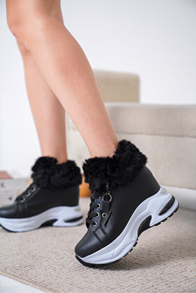 Cananın Pabuçları CNP 01-01 GİZLİ TOPUKLU KÜRK DETAYLI BAĞCIKLI BOT