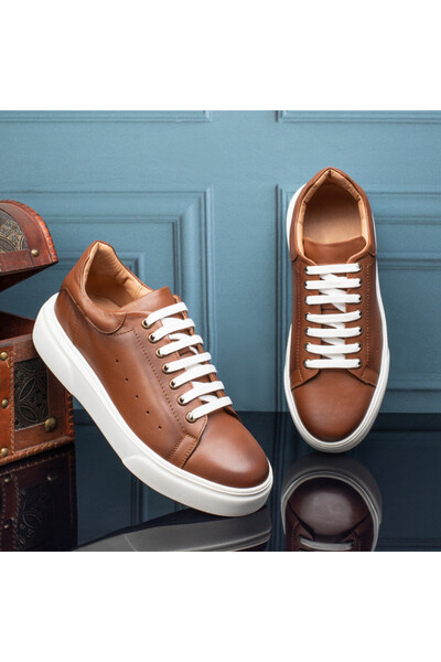 Modlet.ro Pantofi sport bărbătești maro cu șireturi, din piele MOD11161