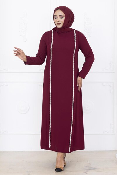 Amine Hüma Yakut Abiye Elbise Bordo