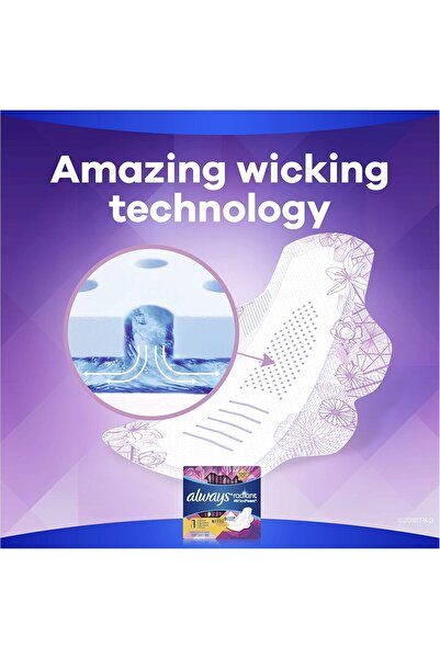 Always Radiant Pads with Wings, Regular Absorbency, Scented, 15 Count – Soft, Comfortable, Leak Protection