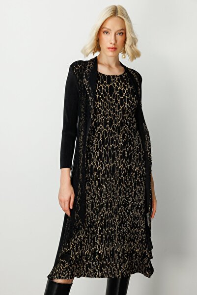 Ekol Tulle Detailed Accordion Fabric Dress