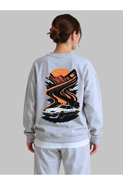 ArtYus Унисекс дълъг ръкав с принт на автомобилни пътища на гърба и велосипед...