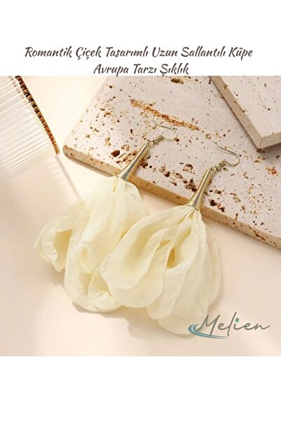 Melien Sophisticated Stylish Elegant and Sweet Lace Mesh Floral Steel Earrings Fairy Style Dangle Night Daily Jewelry