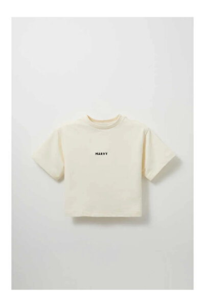 Marvy Ecru Embroidery Detailed Crop Tshirt