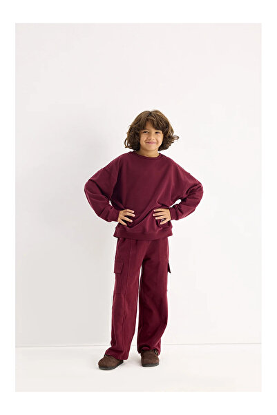 Marvy Burgundy Oversize Embroidered Sweatshirt