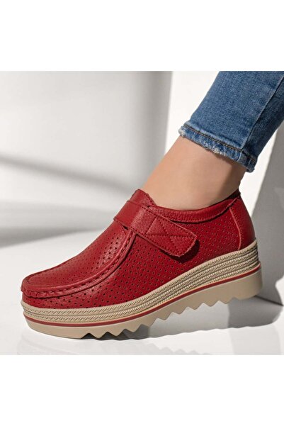BMoD Red leather women's casual shoes with platform MOD12137