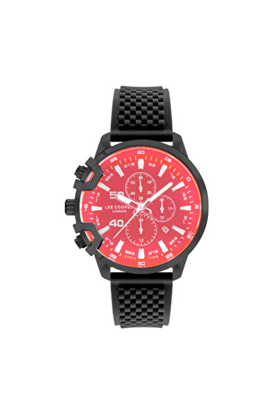 Lee Cooper ساعة رجالية متعددة الوظائف بمينا أسود - LC07470.651