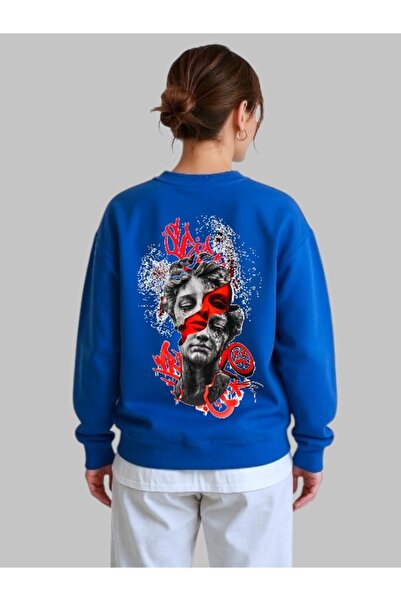 ArtYus سويت شيرت للجنسين بأكمام طويلة وطباعة نحتية على الظهر وياقة دائرية