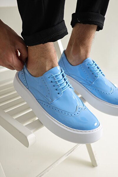 Zerenyus Rugy Premium Men's Daily Casual Shoes Patent Leather Blue