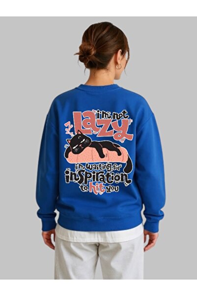 ArtYus سويت شيرت للجنسين بأكمام طويلة مطبوع عليه Lazy Cat Cat Back Transfer و...