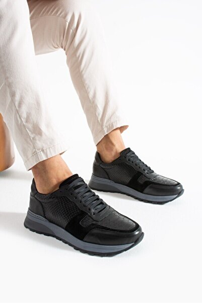 MEEGORA Erkek Siyah Günlük Hakiki Deri/Süet Ayakkabı