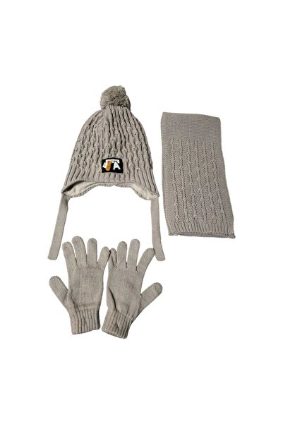 Aware Time Kitti 4-8 Years Old Boys' Fleece-Lined Scarf, Beanie, Gloves 3-Piece Set