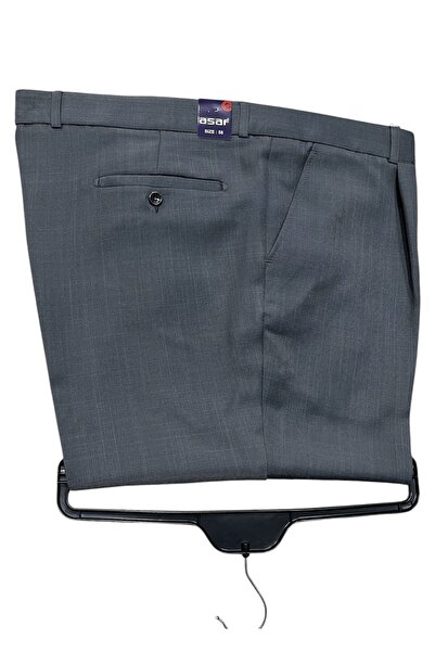 asaf BÜYÜK BEDEN (58) GRİ PİLELİ BABA KUMAŞ PANTOLON