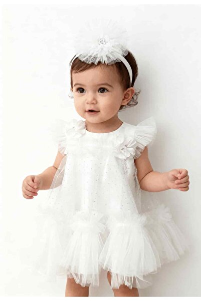 SIRRI Kız Bebek Özel Gün Abiye Elbise ve Saç Bandı (6-24 Ay)