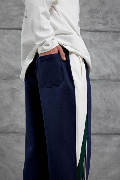 NOMARC Erkek Lacivert Nmrc Çapraz Şekilli Baggy Eşofman Altı