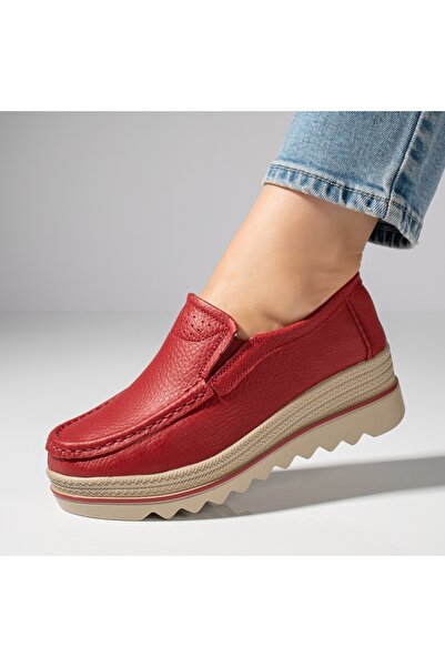 Modlet.ro Pantofi sport roșii din piele naturală pentru femei MOD10093