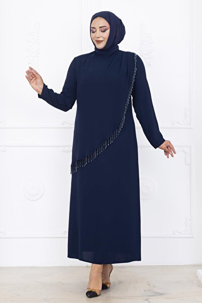 Amine Hüma Melek Abiye Elbise Lacivert