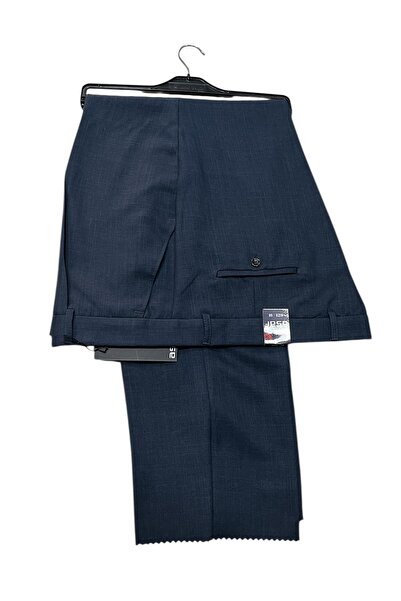 asaf BÜYÜK BEDEN( 56-58 ) KOYU MAVİ PİLELİ BABA KUMAŞ PANTOLON