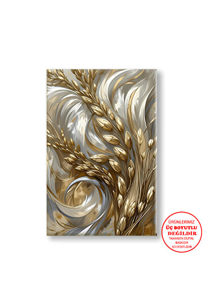 Harikabirev Pictură pe pânză pentru perete pentru sufragerie, cu efect de vopsea în ulei, grâu 03 | TABLO VERTICAL FĂRĂ CADRU