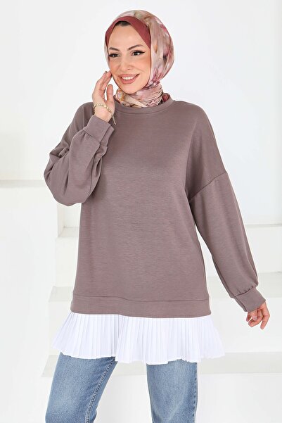 TOFİSA Тюнік з плісированою спідницею з модалу, колір візон - 27705