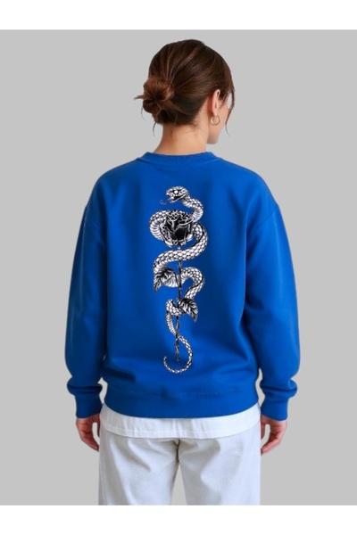 ArtYus Tricou unisex cu mânecă lungă Snake Yılan Gül Transfer cu imprimeu gul...