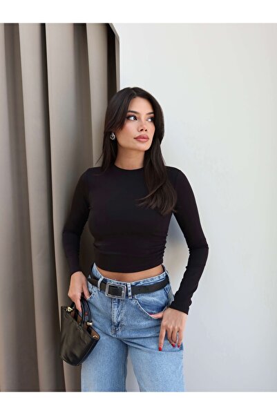 ESRAHELVACI Μπλούζα με μακρυμάνικο μπλουζάκι με λεπτομέρεια με κορδόνι στη μέση