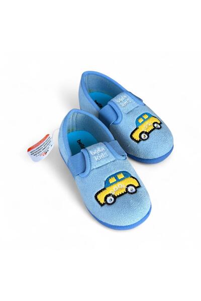 AkınalBella erkek çocuk mavi arabalı kaydırmaz taban kreş ev ayakkabısı panduf