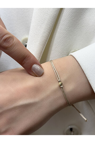 DİAMİNE PIRLANTA 14 Ayar Altın Mini Dorikalı İpli Bileklik (4 mm)