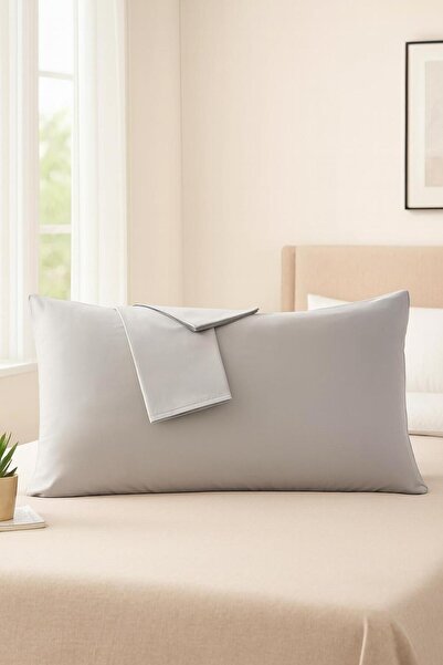 Lio20 50 X 70 cm Size Cotton Fabric Covered 2-Piece Pillowcase Set - Gray
