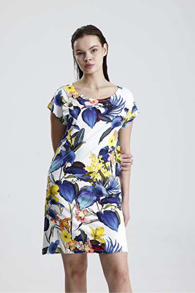 Sense Lycra Viscose Mini Viscose Dress |   Blz36387 Leaf Pattern