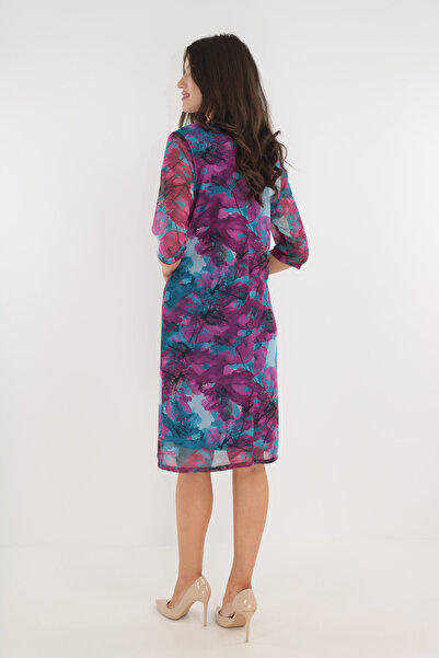 Trend Land Ανοιχτό μπλε φόρεμα από τούλι με φλοράλ τυπωμένο σχέδιο από κυκλάμινο