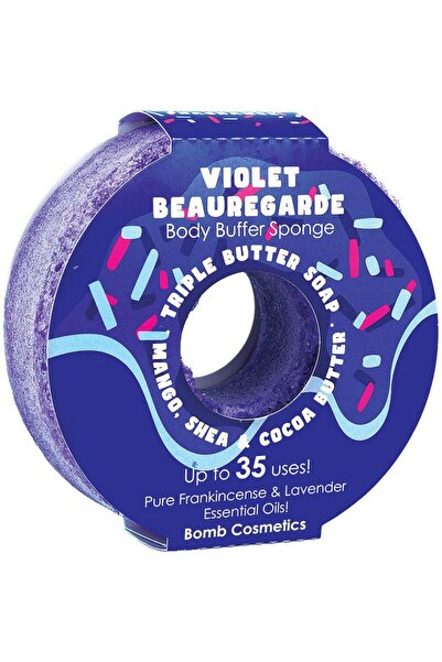Bomb Cosmetics Violet Beauregarde Donut Body Buffer Exfoliating Soap with Sponge,