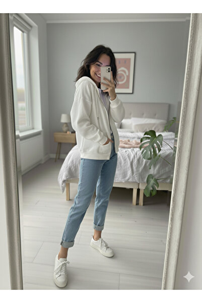 Ceylen Φούτερ Unisex Over Size 3 Threaded με επένδυση fleece φερμουάρ