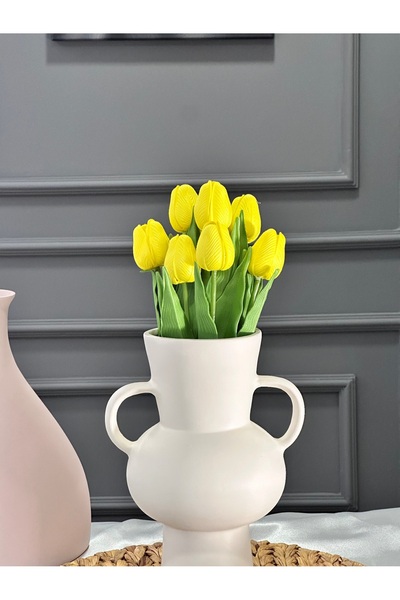 YELLOW Wet Tulip, No Fade, No Yellowing, Real Textured Bunch of 8