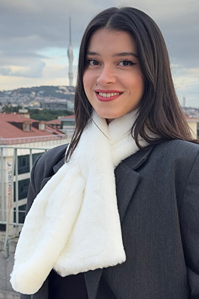 Mollycrush Plush Soft Soft Scarf | Winter Faux Fur White Women's Neckerchief