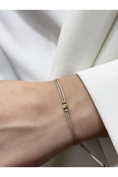 DİAMİNE PIRLANTA 14 Ayar Altın Mini Dorikalı İpli Bileklik (4 mm)