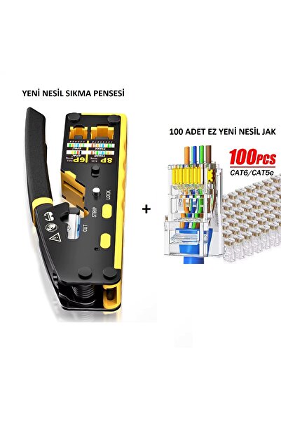 Derwell Yeni Nesil Ez Pense RJ45 Sıkma Aracı Cat5/Cat6/Cat7 Pense Kesici Rj11...