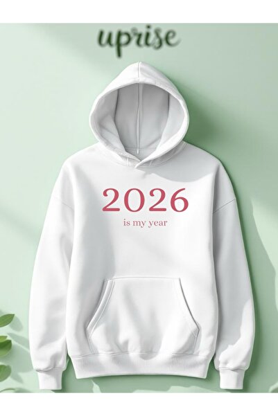 Vordevia 2026 este anul meu cu imprimeu Hanorac din bumbac cu 3 fire O suprad...