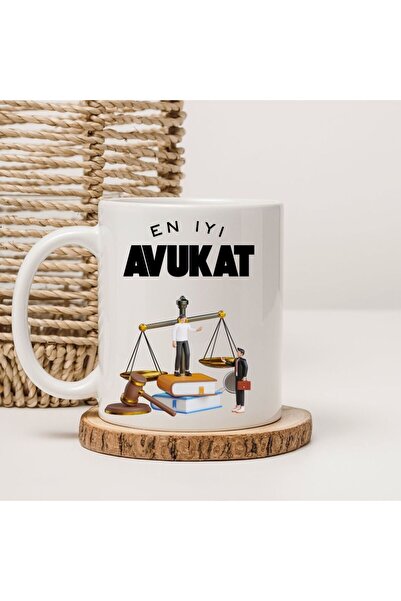 kubdekor En İyi Avukat Yazılı Adalet Terazisi Yazılı Baskılı Kupa Bardak