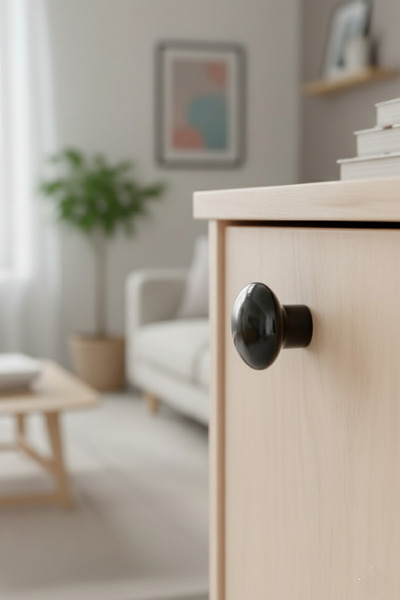 MegaVitrin مقبض أثاث بلاستيكي أسود على شكل فطر - برغي واحد - مقبض للخزانة والأدراج