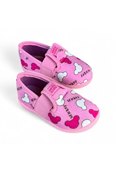 AkınalBella kız bebek pembe baskılı model kaydırmaz taban ev ayakkabısı panduf