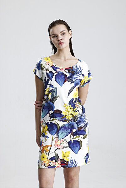 Sense Lycra Viscose Mini Viscose Dress |   Blz36387 Leaf Pattern