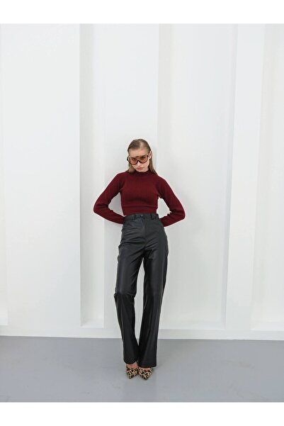 Ecenin Favorileri Faux Leather Women's Trousers