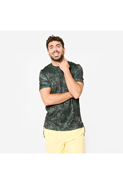 Decathlon Domyos Erkek Haki Bisiklet Yaka Spor Tişörtü - Fitness