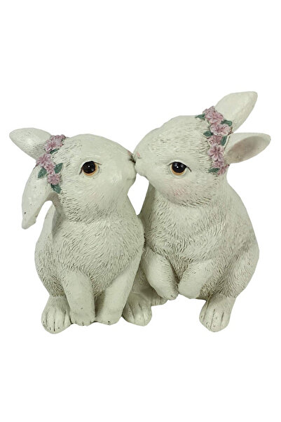 BraziPremium Decorațiune de Paște, cuplu de iepuri îndrăgostiți, 10 cm, bej