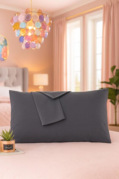 Lio20 50 X 70 cm Size Cotton Fabric Covered 2 Piece Pillowcase Set - Anthracite