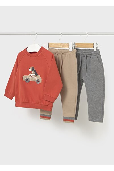 MAYORAL Baby Boy 3-Piece Set (1-4 Years) – Dog Printed Sweatshirt and 2 Sweatpants