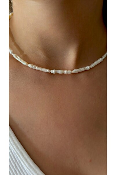 By Saadet Özkanlı barok çubuk inci gerçek inci kolye, tatlısu incisi, inci choker